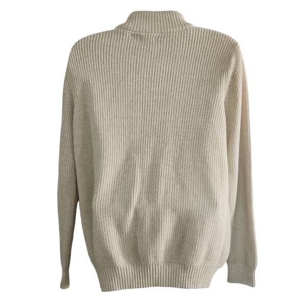 Izod Men's Size Large Cream Gray Sherpa Collar 1/4 Zip Pullover Sweater - Picture 3 of 6